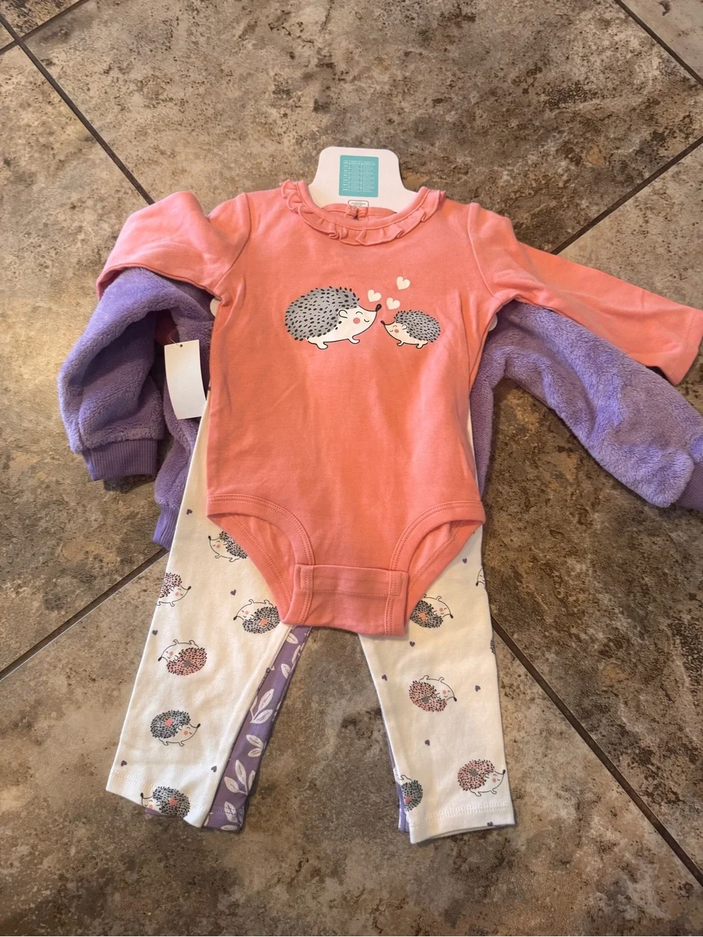 NWT Pekkle Infant 4-Piece Plush Outfit Set Baby Toddler Girl Size 12 Months
